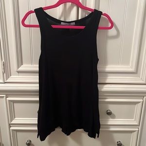 Black tank top tunic with buttons on the back